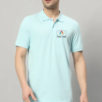 Buy Woodland Cotton Sky Blue Polo T-Shirt in bulk for Corporate Gifting | Corporate Gyft