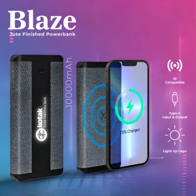 Buy Blaze Jute Powerbank in bulk for Corporate Gifting | Corporate Gyft
