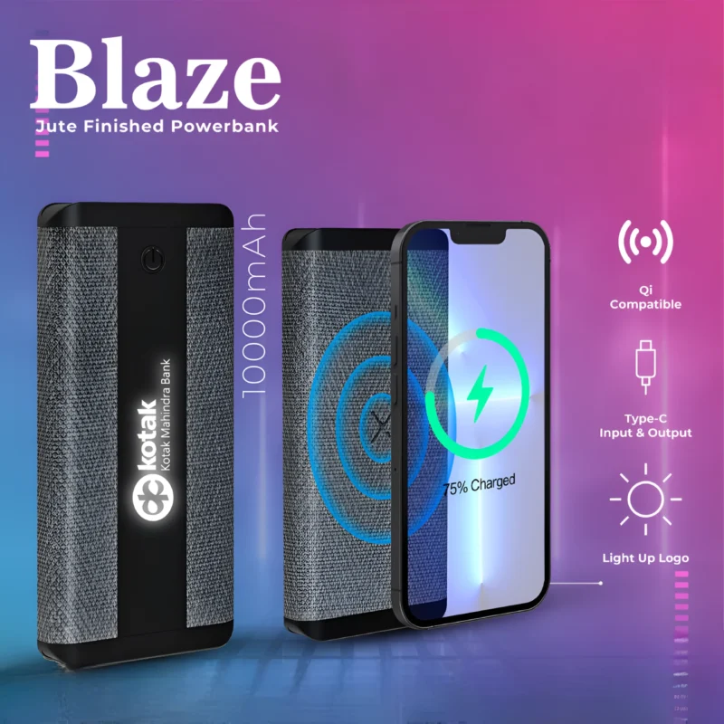 Buy Blaze Jute Powerbank in bulk for Corporate Gifting | Corporate Gyft