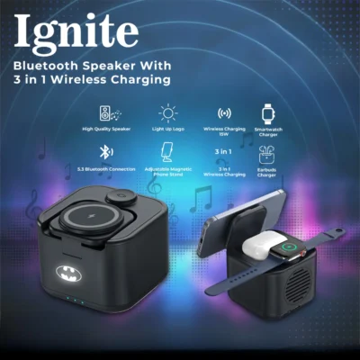 Buy Ignite Speaker with 3-in-1 Wireless Charger in bulk for Corporate Gifting | Corporate Gyft