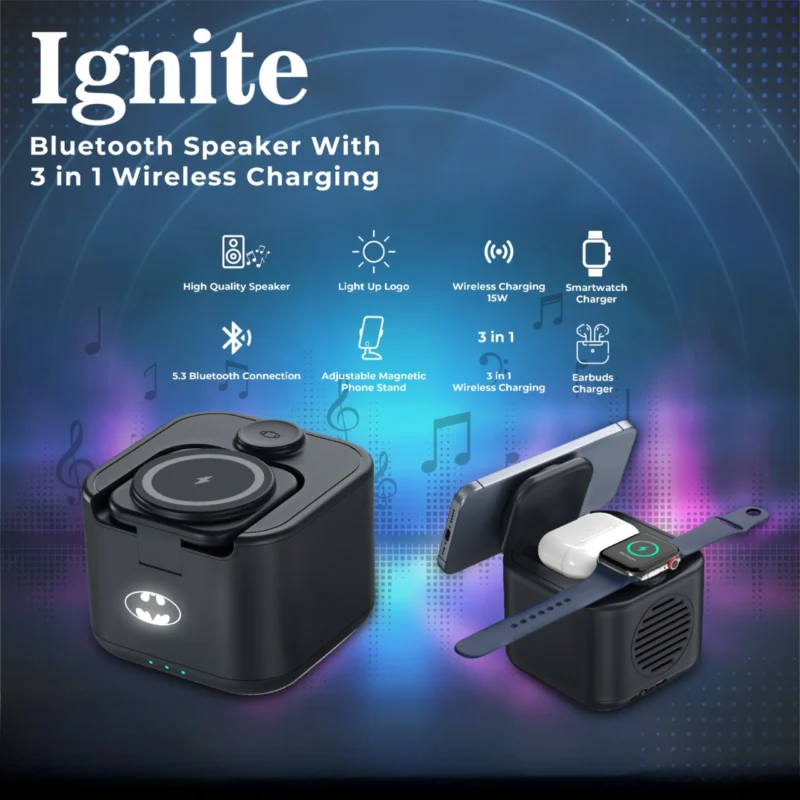 Buy Ignite Speaker with 3-in-1 Wireless Charger in bulk for Corporate Gifting | Corporate Gyft