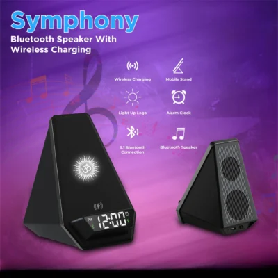 Buy Symphony Bluetooth Speaker with Wireless Charger in bulk for Corporate Gifting | Corporate Gyft