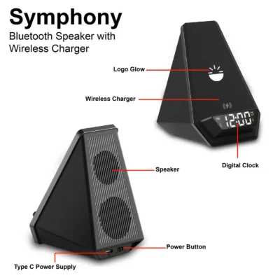 Buy Symphony Bluetooth Speaker with Wireless Charger in bulk for Corporate Gifting | Corporate Gyft