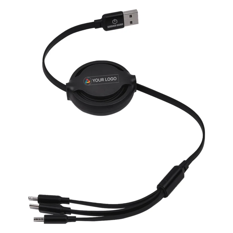 Buy Yoyo Bolt Retractable 3-In-1 Charging Cable - Black in bulk for Corporate Gifting | Corporate Gyft
