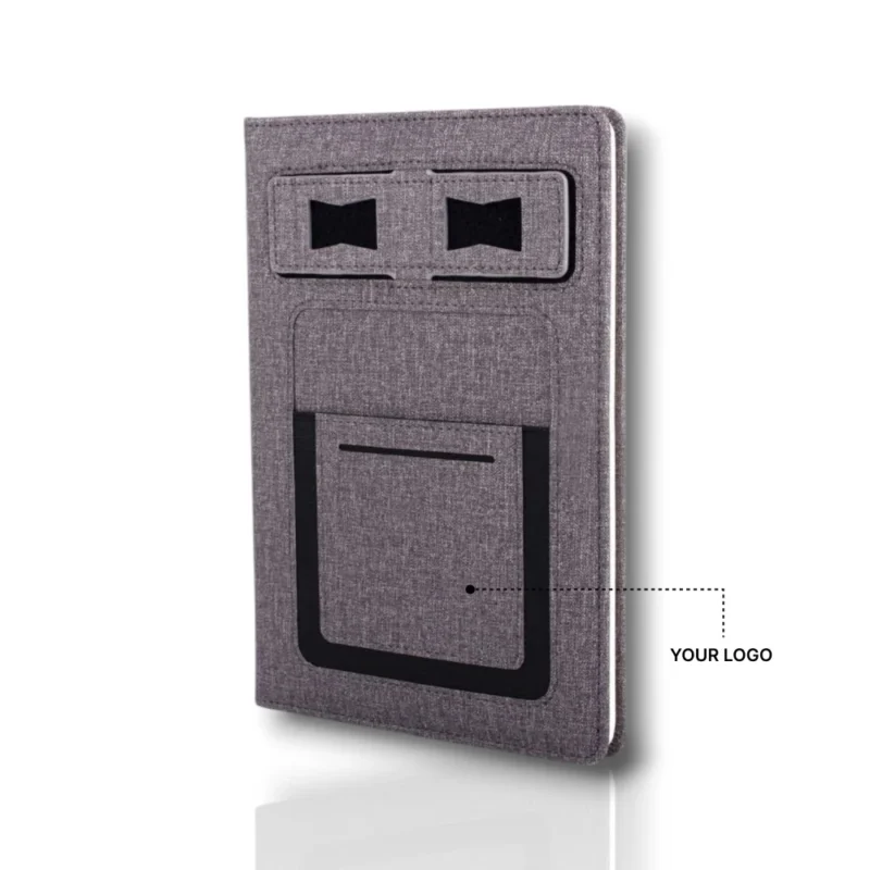 Buy A5 Notebook with Phone Stand and Card Pockets in bulk for Corporate Gifting | Corporate Gyft