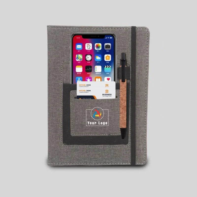 Buy A5 Notebook with Mobile Pocket and Pen Loop in bulk for Corporate Gifting | Corporate Gyft