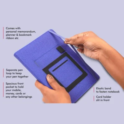 Buy A5 Notebook with Mobile Pocket and Pen Loop in bulk for Corporate Gifting | Corporate Gyft
