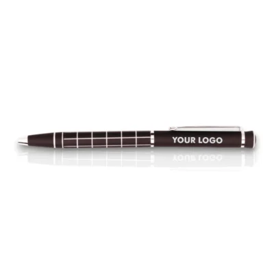Buy Silver Check Metallic Pen in bulk for Corporate Gifting | Corporate Gyft