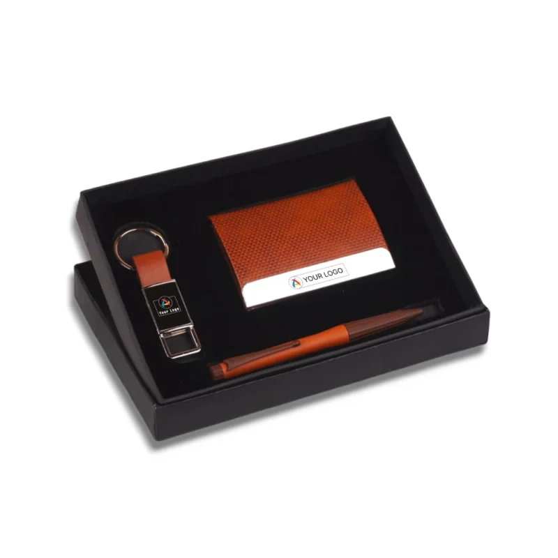 Buy Modernized Tan 3-in-1 Office Gift Set in bulk for Corporate Gifting | Corporate Gyft