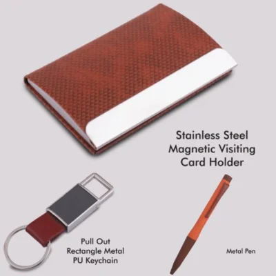 Buy Modernized Tan 3-in-1 Office Gift Set in bulk for Corporate Gifting | Corporate Gyft