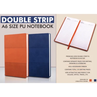 Buy Double Strip A6 PU Notebook in bulk for Corporate Gifting | Corporate Gyft
