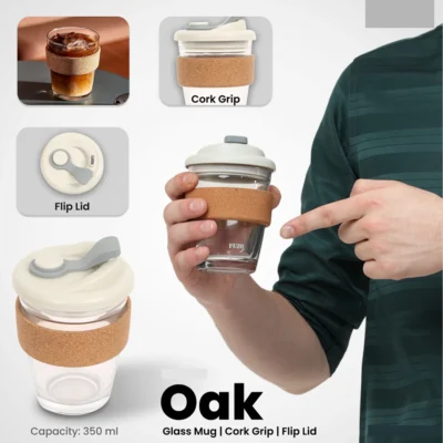 Buy Oak Glass Mug with Cork Grip in bulk for Corporate Gifting | Corporate Gyft