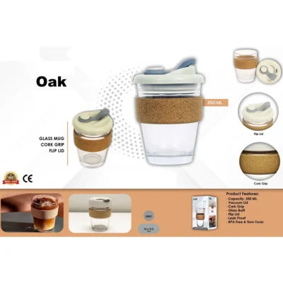 Buy Oak Glass Mug with Cork Grip in bulk for Corporate Gifting | Corporate Gyft