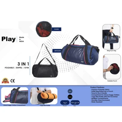 Buy Play 3-In-1 Foldable Duffel Bag in bulk for Corporate Gifting | Corporate Gyft