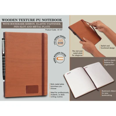 Buy Wooden PU Notebook in bulk for Corporate Gifting | Corporate Gyft