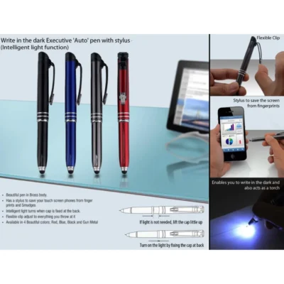 Buy Executive Auto Pen with Stylus (brass body) in bulk for Corporate Gifting | Corporate Gyft