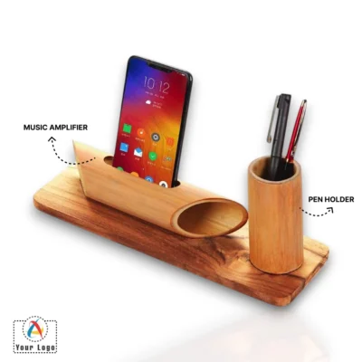 Buy Bamboo Tumbler with Music Amplifier for Smartphones in bulk for Corporate Gifting | Corporate Gyft