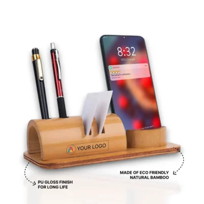 Buy Bamboo 3-In-1 Phone Stand in bulk for Corporate Gifting | Corporate Gyft