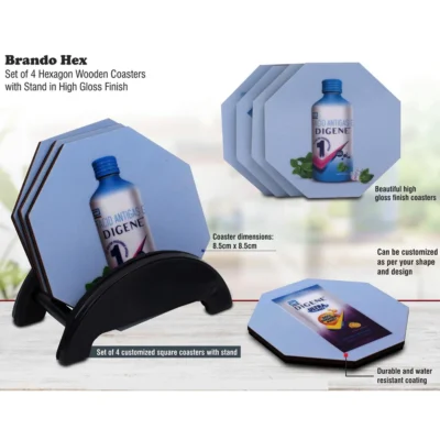 Buy Brando Hex Set of 4 Hexagon Coasters in bulk for Corporate Gifting | Corporate Gyft