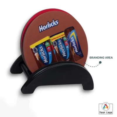 Buy Brando Round Set of 4 Wooden Coasters in bulk for Corporate Gifting | Corporate Gyft
