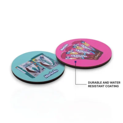 Buy Brando Round Set of 4 Wooden Coasters in bulk for Corporate Gifting | Corporate Gyft