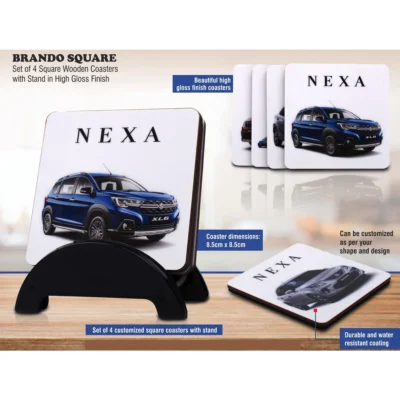 Buy Brando Square Set of 4  Coasters in bulk for Corporate Gifting | Corporate Gyft
