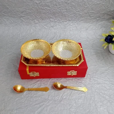 Buy Gold and Silver Plated Brass Bowl Set of 5 in bulk for Corporate Gifting | Corporate Gyft
