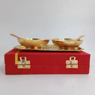 Buy Gold and Silver Plated Brass Bowl Set of 5 in bulk for Corporate Gifting | Corporate Gyft