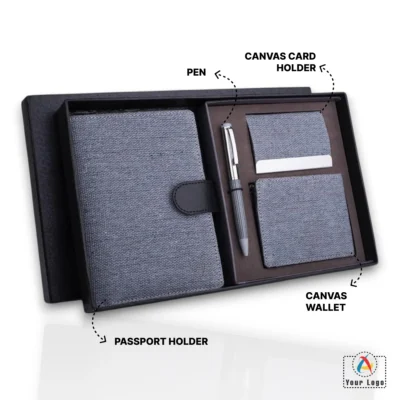 Buy Canvas Gray Gift Set of 4 in bulk for Corporate Gifting | Corporate Gyft