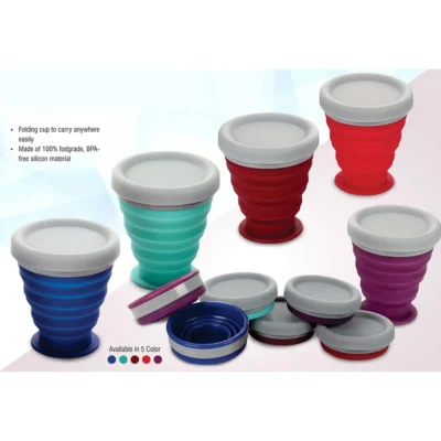 Buy Folding Silicon Cup with Cap in bulk for Corporate Gifting | Corporate Gyft