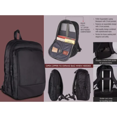 Buy Puffer Expandable Laptop Backpack in bulk for Corporate Gifting | Corporate Gyft