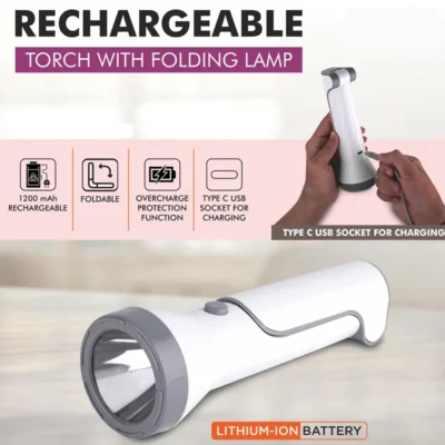 Buy Rechargeable Torch with Folding Lamp in bulk for Corporate Gifting | Corporate Gyft
