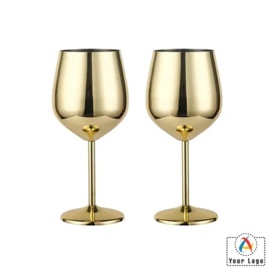 Buy Stemmed Wine Glass Set of 2 - Gold in bulk for Corporate Gifting | Corporate Gyft