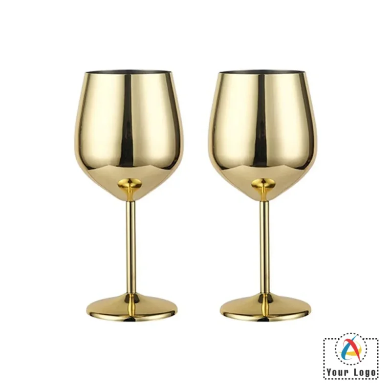 Buy Stemmed Wine Glass Set of 2 - Gold in bulk for Corporate Gifting | Corporate Gyft