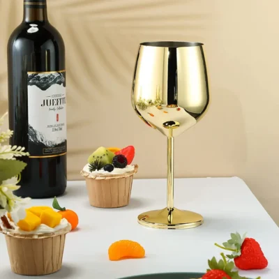Buy Stemmed Wine Glass Set of 2 - Gold in bulk for Corporate Gifting | Corporate Gyft
