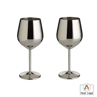 Buy Stemmed Wine Glass Set of 2 - Silver in bulk for Corporate Gifting | Corporate Gyft