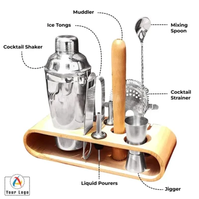 Buy Wooden Stand Bar Set in bulk for Corporate Gifting | Corporate Gyft