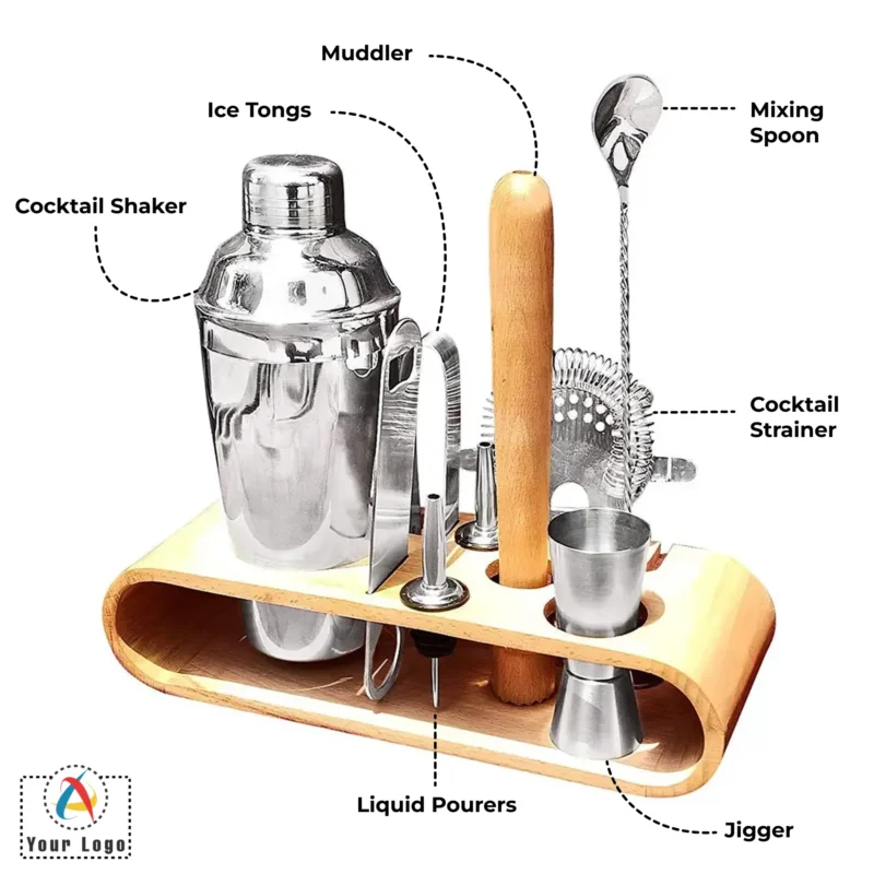 Buy Wooden Stand Bar Set in bulk for Corporate Gifting | Corporate Gyft