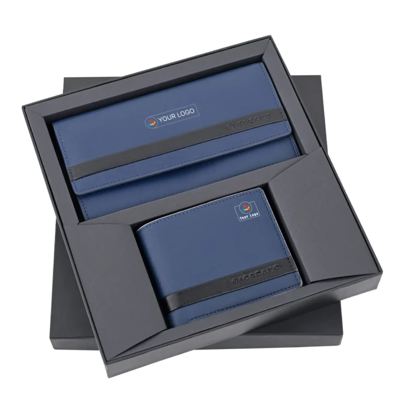 Buy GIORDANO™ Ladies and Gents Wallet Gift Set - Blue in bulk for Corporate Gifting | Corporate Gyft