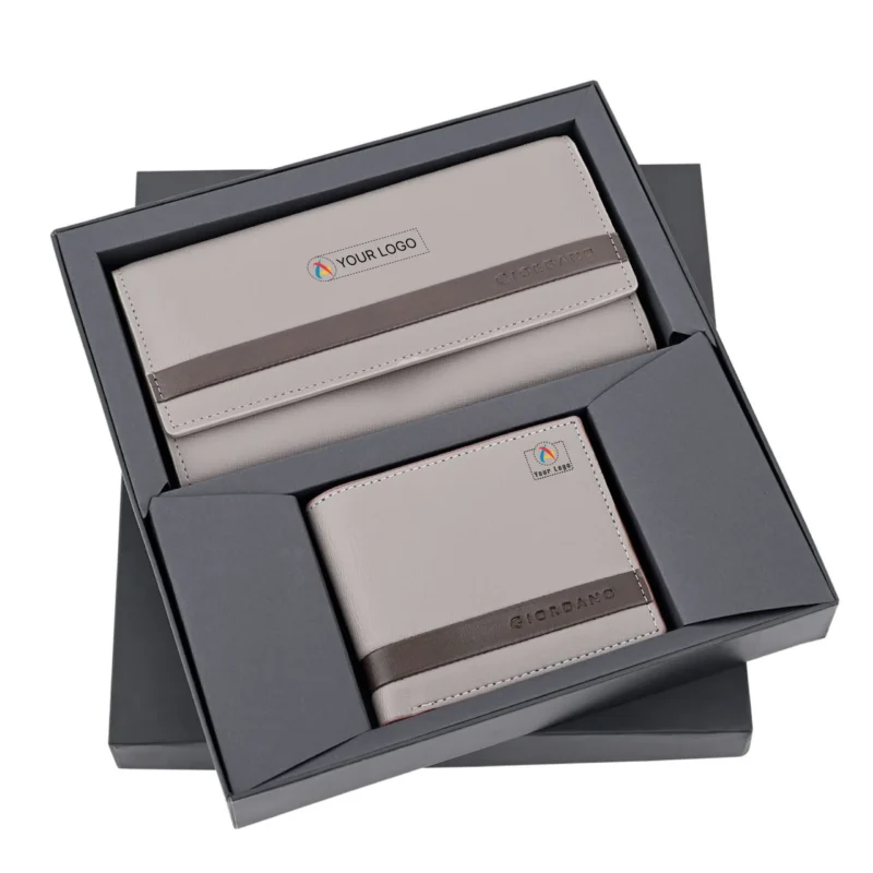Buy GIORDANO™ Ladies and Gents Wallet Gift Set - Silver in bulk for Corporate Gifting | Corporate Gyft