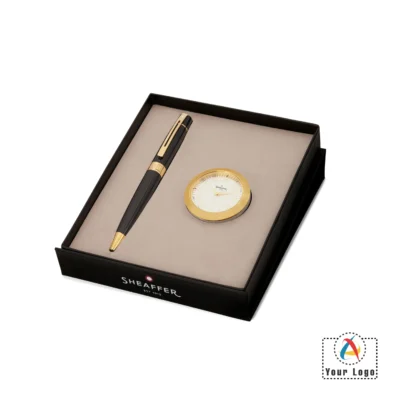 Buy Sheaffer® 300 Ballpoint Pen and Table Clock Gift Set in bulk for Corporate Gifting | Corporate Gyft