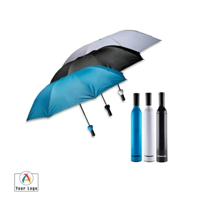 Buy Blue Folding Umbrella in a Bottle - Botl in bulk for Corporate Gifting | Corporate Gyft
