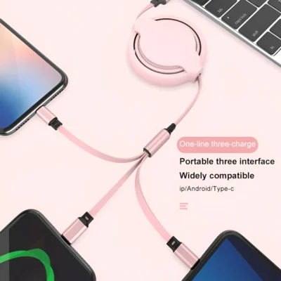 Buy YOYO Pro Pastel 3-in-1 Charging Cable - Pink in bulk for Corporate Gifting | Corporate Gyft