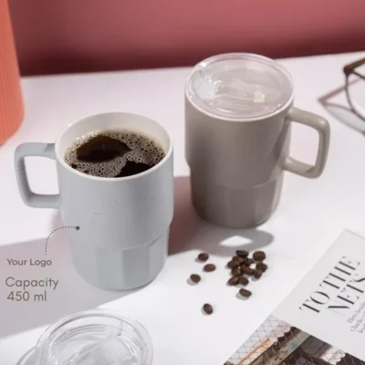 Buy White Cosmos Ceramic Mug with Lid in bulk for Corporate Gifting | Corporate Gyft