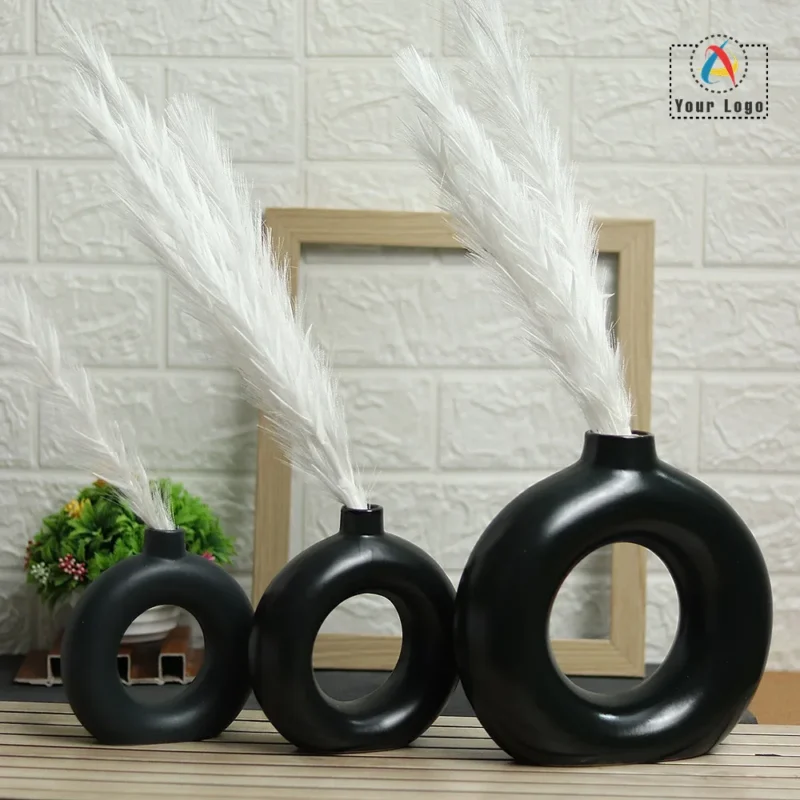 Buy Donut-Shaped Ceramic Vase - Black in bulk for Corporate Gifting | Corporate Gyft