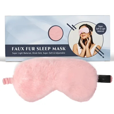 Buy Faux Fur Sleeping Pink Eye Mask in bulk for Corporate Gifting | Corporate Gyft