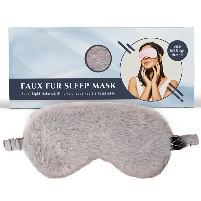 Buy Faux Fur Sleeping Grey Eye Mask in bulk for Corporate Gifting | Corporate Gyft