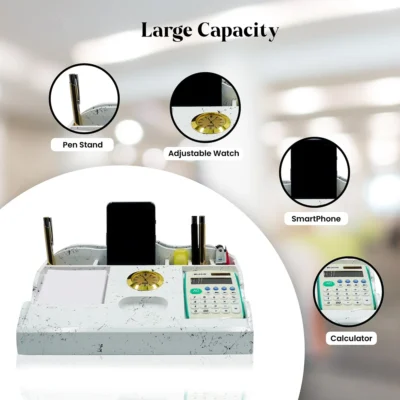 Buy Pen Stand with Watch and Calculator in bulk for Corporate Gifting | Corporate Gyft