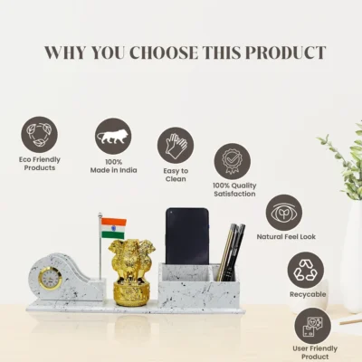 Buy Pen Stand with Flag and Watch in bulk for Corporate Gifting | Corporate Gyft