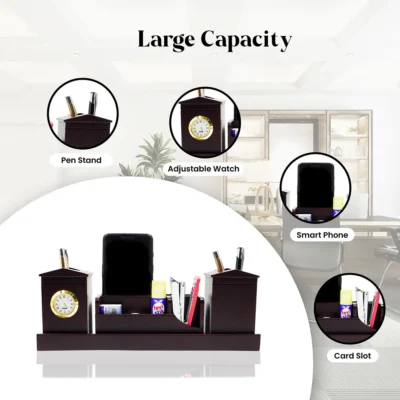 Buy Multifunctional Pen Stand with Watch in bulk for Corporate Gifting | Corporate Gyft